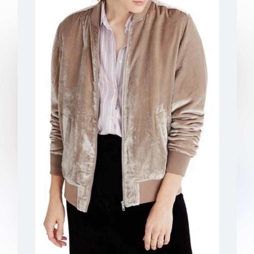 Madewell Velvet Zip Up Bomber Jacket
